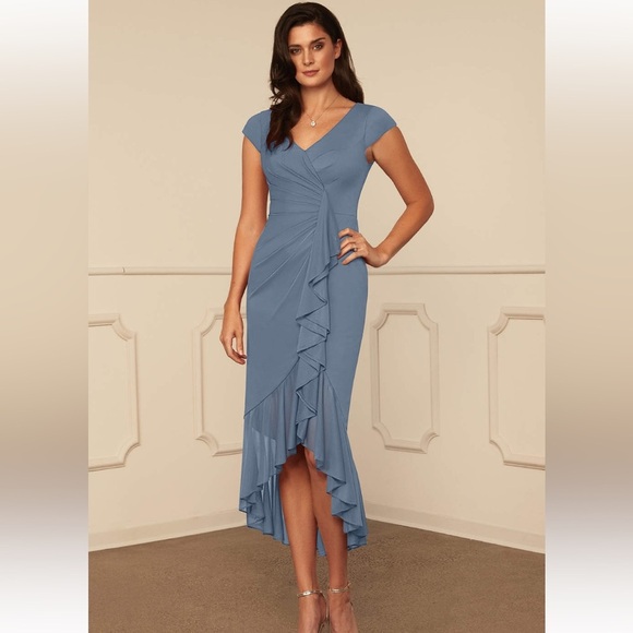 Azazie Renetta twilight Mother of the Bride groom wedding guest dress size 8/10 - Picture 1 of 10